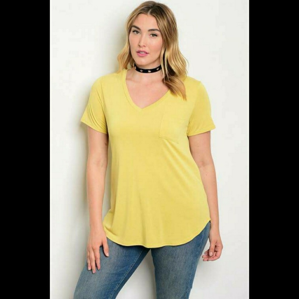 Mustard yellow V neck shirt